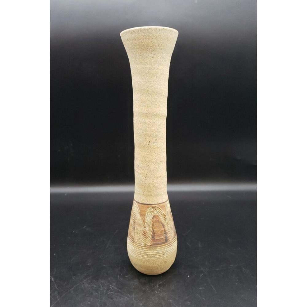 Tall Sandstone stoneware Bud Vase Coalville Utah Pottery 10-3/4" 1984